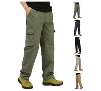 Flexrover - Ultra Comfort Flex Fit Cargo Pants for Men, High-Rise Multi-Pocket Durable Cotton Trousers for Work and Outdoor