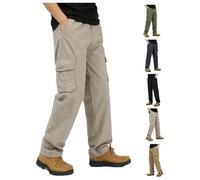Flexrover - Ultra Comfort Flex Fit Cargo Pants for Men, High-Rise Multi-Pocket Durable Cotton Trousers for Work and Outdoor