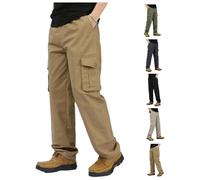 Flexrover - Ultra Comfort Flex Fit Cargo Pants for Men, High-Rise Multi-Pocket Durable Cotton Trousers for Work and Outdoor
