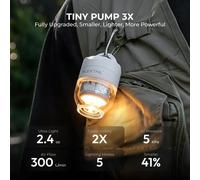 FLEXTAIL TINY PUMP 3X - Pompe à air portable ultra-légère 5kPa, lampe de camping 5 modes, multi-usages pour le camping et les voyages White