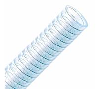 FLEXTUBE FT-S Tuyau d'aspiration Ø 12 mm - 15 m | Tuyau en PVC de qualité alimentaire, transparent et flexible avec spirale en acier à ressort - Idéal comme tuyau d'eau et d'égout, tuyau de pompe
