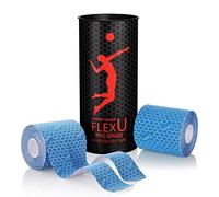 FlexU Super Saver Bande de kinésiologie prédécoupée en Forme de Y 40 Bandes de 7,5 x 25 cm prédécoupées en Forme de Y Ultra Large hypoallergénique Bande thérapeutique de récupération (Bleu)