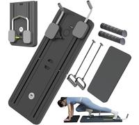 FlexuraFit Pliable Roue Abdominale Planche Pilates Board Pilates Reformer Machine Set Planche Abdominale Rebond Automatique Core Trainer Abdo Roller Board(Noir avec Poignée)