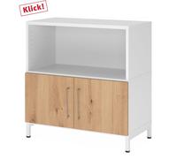 FlexWall | 2 HC | Portes + corps | avec bâti de socle - Blanc/Chêne Cendré