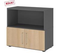 FlexWall | 2 HC | Portes + corps | avec pieds réglables Graphite/Chêne