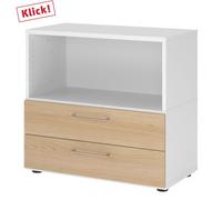 FlexWall | 2 HC | Tiroirs + corps | avec pieds réglables - Blanc/Chêne