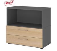 FlexWall | 2 HC | Tiroirs + corps | avec pieds réglables - Graphite/Chêne