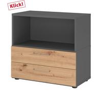 FlexWall | 2 HC | Tiroirs + corps | avec pieds réglables - Graphite/Chêne Cendré