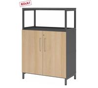 FlexWall | 3 HC | Portes + cadre | avec bâti de socle Graphite/Chêne