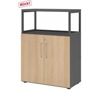FlexWall | 3 HC | Portes + cadre | avec pieds réglables - Graphite/Chêne