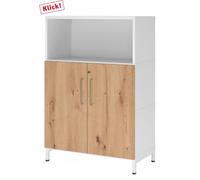 FlexWall | 3 HC | Portes + corps | avec bâti de socle - Blanc/Chêne Cendré