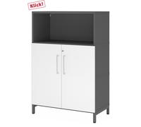 FlexWall | 3 HC | Portes + corps | avec bâti de socle - Graphite/Blanc