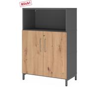 FlexWall | 3 HC | Portes + corps | avec bâti de socle - Graphite/Chêne Cendré
