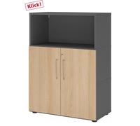 FlexWall | 3 HC | Portes + corps | avec pieds réglables - Graphite/Chêne