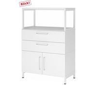 FlexWall | 3 HC | Portes + tiroirs + cadre | avec bâti de socle - Blanc/Blanc