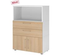 FlexWall | 3 HC | Portes + tiroirs + corps | avec pieds réglables - Blanc/Chêne