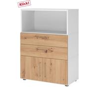 FlexWall | 3 HC | Portes + tiroirs + corps | avec pieds réglables - Blanc/Chêne Cendré