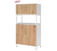 FlexWall | 4 HC | 2 x portes + cadre | avec bâti de socle - Blanc/Chêne Cendré