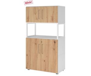 FlexWall | 4 HC | 2 x portes + cadre | avec pieds réglables - Blanc/Chêne Cendré