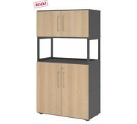 FlexWall | 4 HC | 2 x portes + cadre | avec pieds réglables - Graphite/Chêne