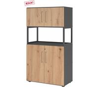 FlexWall | 4 HC | 2 x portes + cadre | avec pieds réglables - Graphite/Chêne Cendré