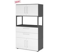 FlexWall | 4 HC | 2 x portes + tiroirs + cadre | avec pieds réglables - Graphite/Blanc