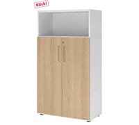 FlexWall | 4 HC | Portes + corps | avec pieds réglables - Blanc/Chêne