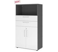 FlexWall | 4 HC | Portes + tiroirs + corps | avec pieds réglables - Graphite/Blanc
