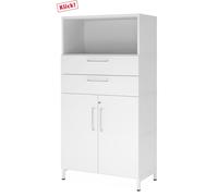 FlexWall | 4 OH | Portes + tiroirs + caisson | avec socle - Blanc/Blanc