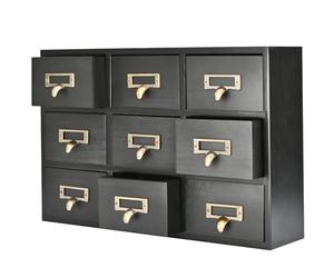 Flexzion Armoire apothicaire avec tiroirs, armoire de rangement en bois pour bijoux, maquillage et outils, 9 tiroirs d'apothicaire vintage pour la maison et le bureau, noir