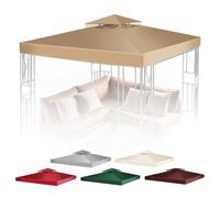 Flexzion Auvent de tonnelle de Rechange imperméable de 3,6 x 3,6 m - Double Niveau UV30 pour auvent, Jardin, terrasse, Tente de Cour (Beige)