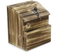 Flexzion Boîte à suggestions verrouillable en bois avec couvercle à serrure à clé, fixation murale ou sur pied, pour prière, commentaire, bons, billets de banque avec matériel et 2 clés