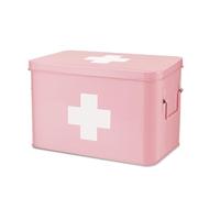 Flexzion Boîte de premiers secours vide 33 cm rose vintage trousse de premiers secours boîte médicale boîte de premiers secours boîte de rangement conteneur bacs conteneurs avec séparateurs, plateau