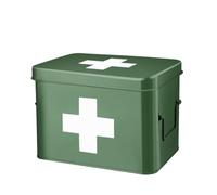 Flexzion Boîte de premiers secours, vide de 21,6 cm, vert vintage, trousse de premiers secours, boîte de rangement médicale, boîte de rangement de premiers secours, bacs avec séparateurs, plateau