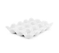 Flexzion Support pour 12 œufs en céramique, 12 œufs en porcelaine, plateau à œufs, plateau à œufs, plateau à œufs, boîte à œufs, boîte à œufs pour la maison, la cuisine, le réfrigérateur, le