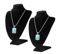 Flexzion Collier velours Bijoux VITRINE Buste Stand [2 Pack] - Pendentif chaîne autoportant Sautoirs Médaillons Porte de stockage organisateur Figure, 10 pouces (noir) 9.5" Black Velvet (2 Pack)