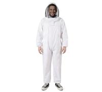 Flexzion Combinaison d'apiculteur - Combinaison anti-piqûres intégrale en coton avec voile ventilé - Équipement de protection blanc pour hommes et femmes, taille L