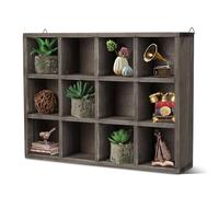 Flexzion Étagère Murale Flottante Murale Cube carré - Étagère Amovible autoportante Suspendue en Bois Brun, Marron à 12 Compartiments, idéale Rangement présentoir décoration Vertical ou Horizontal