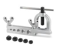 Flexzion Évaseur Double Flaring SAE à 45 degrés Tailles 3/16, 1/4, 5/16, 3/8, 1/2 - Coffret évasements avec adaptateurs Tubes cuivre, Aluminium et Acier pour Conduite hydraulique Tube freinage Frein