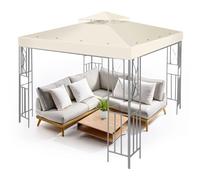 Flexzion Housse de Rechange pour tonnelle de 2,4 x 2,4 m - Résistante à l'eau - UV30+ - Résistante à l'eau - pour extérieur, Pare-Soleil, Jardin, terrasse, pavillon (Ivoire)