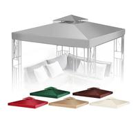Flexzion Housse de rechange pour tonnelle de 2,4 x 2,4 m - Résistante à l'eau - UV30+ - Résistante à l'eau - Pour extérieur, pare-soleil, jardin, terrasse, pavillon (gris)