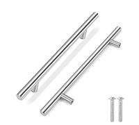Flexzion Lot de 1 poignée de placard de cuisine argenté, tirettes de tiroir de 30,5 cm, trou central de 19,1 cm, barre en T en acier inoxydable avec nickel brossé satiné, quincaillerie pour porte de