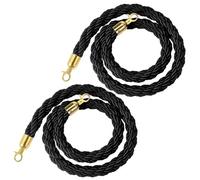 Flexzion Lot de 2 cordes en velours (1,5 m, lot de 2) de 3,8 cm d'épaisseur pour barrières de style couronne à boules, contrôle sûr de la ligne d'attente de la foule, velours rond avec mousqueton en laiton poli plaqué or