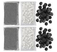Flexzion Lot de 2 médias filtrants pour aquarium - Boules bio pour filtre d'aquarium, anneaux en céramique et granulés de charbon actif dans des sacs en maille - Filtration biologique, chimique et