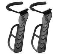 Flexzion Lot de 2 supports muraux de garage pour vélo - Facile à accrocher/détacher - Système de rangement avec vis - Crochets verticaux pour garage, appartement, abri de jardin, peut supporter