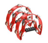 Flexzion Lot de 2 tambourins à main - 25 cm - Tambourin avec poignée, instrument de percussion musical, anneau de cymbalette à double rangée en forme de demi-lune avec 20 paires de cymbalettes en