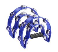 Flexzion Lot de 2 tambourins en métal en forme de demi-lune à double rangée avec poignée ergonomique pour adultes - Bleu