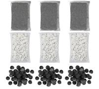 Flexzion Lot de 3 médias filtrants pour aquarium - Boules bio pour filtre d'aquarium, anneaux en céramique et granulés de charbon actif dans des sacs en maille - Filtration biologique, chimique et