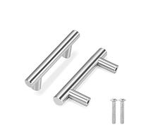 Flexzion Lot de 5 poignées de placard de cuisine en acier inoxydable massif avec nickel brossé satiné, 10,2 cm, trou central de 6,3 cm