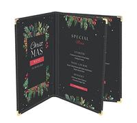 Flexzion Menu Couverture 8.5X11 pouces Noir Triple Fold Porte-livre de style avec 3 Page 6 Vue d'angle de protection pour Hôtel Restaurant Deli Cafés Bars Pubs 1 1 paquet Clair